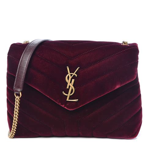 ysl maroon velvet bag|SAINT LAURENT Velvet Y Quilted Monogram Small Loulou .